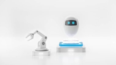 Robot kollu yapay zeka, 3 boyutlu illüstrasyon