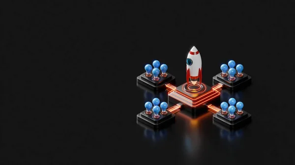 Rocket Lansering Kreativ Idé Uppdrag Till Månen Illustration — Stockfoto