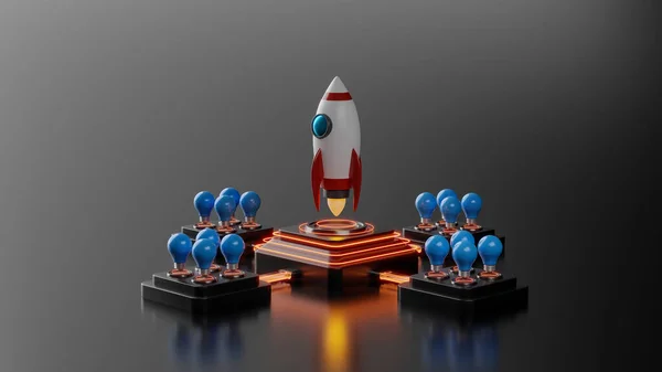 Запуск Ракети Творчою Ідеєю Місія Місяць Ілюстрація — стокове фото