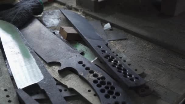 Стопка Ремесленного Инструмента Лезвие Нож Кадров — стоковое видео