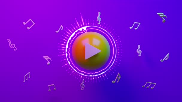 オーディオ可視化と音楽プレーヤー 音楽パーティーのための 3Dイラスト — ストック動画