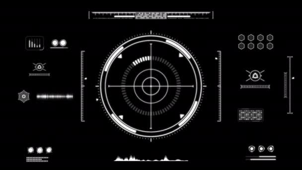 Pantalla Radar Futurista Objetivo Búsqueda Imágenes — Vídeo de stock