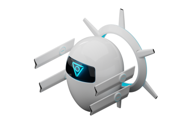 Kablosuz ışın silahı ve halka hunisi olan yapay zeka İHA, 3 boyutlu, yapay zeka değil.