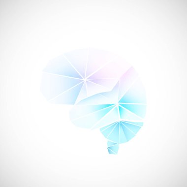 Düşük çokgenli soyut beyin. Teknolojiniz, biliminiz, tıbbınız, sağlık ve tıbbi konseptiniz için vektör tasarımı. Broşür için yaratıcı tasarım şablonu