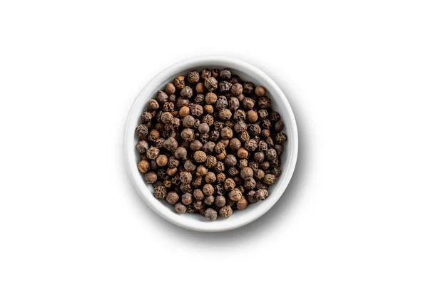 Black Pepper Seeds Bowl View Studio Shoot White Background — Stock Photo, Image