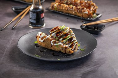 Fried Sushi Brazilian Style. Sushinha. Salmon and Cream Cheese fried sushi.