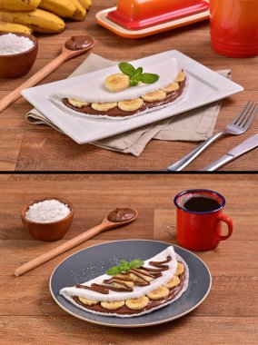 Pic collage of Tapiocas on wooden background. Two for 1.