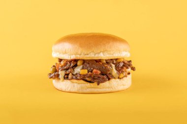 Renkli arka planda gurme çizburger