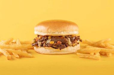 Renkli arka planda gurme çizburger