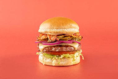 Renkli arka planda gurme çizburger