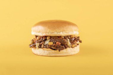 Renkli arka planda gurme çizburger