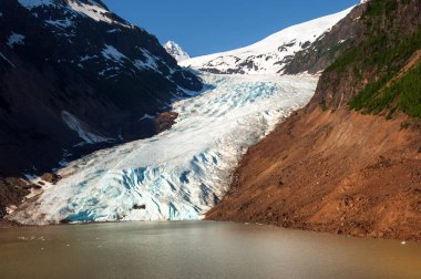 Close up of Bear Glacier and Strohn lake in Boundary Ranges along Highway 37 near Stewart, British Columbia and Hyder, Alaska