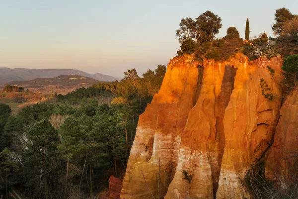 Famous Ochre Cliffs Roussillon Village Provence France — Stok fotoğraf