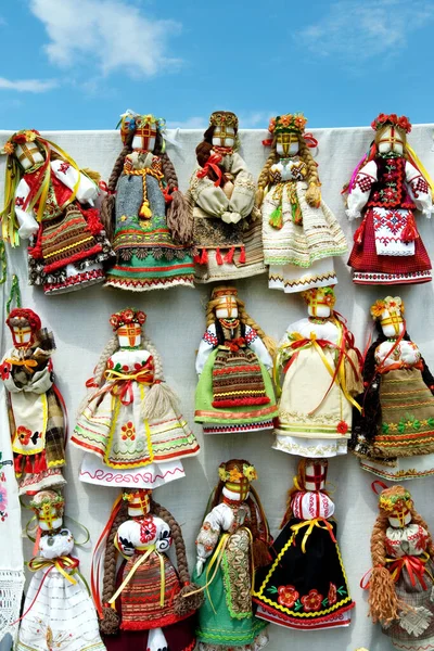 Traditional Ukrainian Home Made Rag Dolls Motankas Pirogovo Folk Fair — Stock Photo, Image