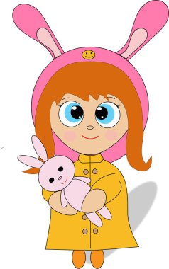 Pembe tavşan kostümlü tatlı kız.