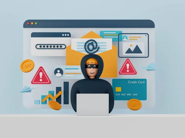 Illustration Data Phishing Concept Hacker Cyber Criminals Phishing Stealing Private — 스톡 사진