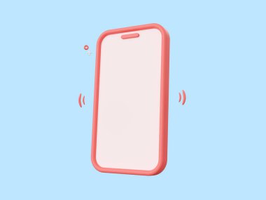 Smartphone Mockup 3d karikatür simgesi mavi arkaplanda izole edilmiş, 3d illüstrasyon.