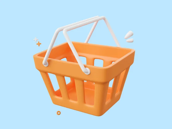 ショッピングカートのアイコンの3D漫画のデザインイラスト孤立 ショッピングオンラインコンセプト — ストック写真