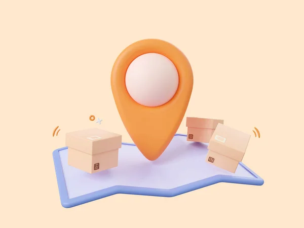 온라인 서비스에 디자인 지도에 상자가 — 스톡 사진