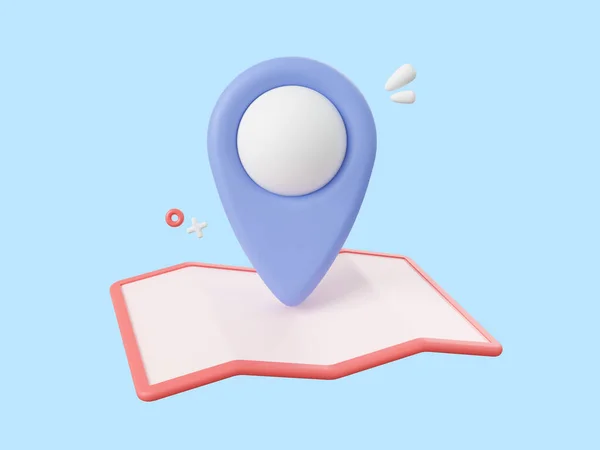 stock image 3d cartoon design illustration of Pin on a map, Delivery service.