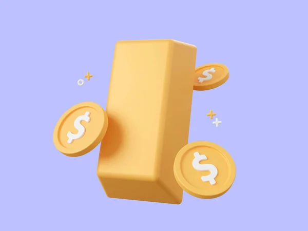 Ілюстрація Дизайну Мультфільму Золотого Бару Значка Монети Ізольовані Концепція Інвестицій — стокове фото