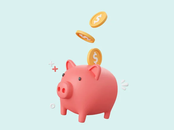 Karikatür Tasarımı Piggy Bank Para Biriktirme Konsepti — Stok fotoğraf