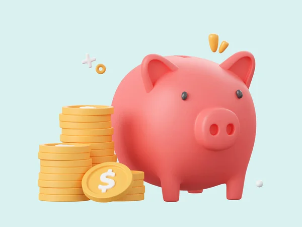 Karikatür Tasarımı Piggy Bank Para Biriktirme Konsepti — Stok fotoğraf