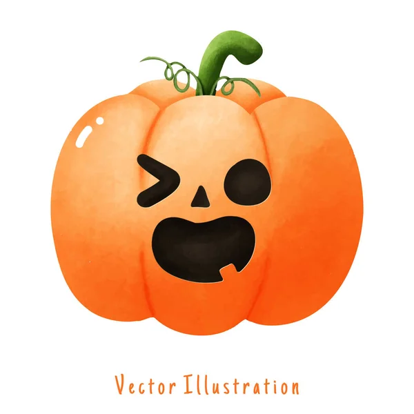 Симпатичний Джек Ліхтар Гарбуз Хеллоуїн Векторна Акварельна Ілюстрація — стоковий вектор