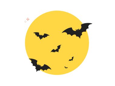 Yarasalı dolunay, Cadılar Bayramı temalı 3 boyutlu illüstrasyon