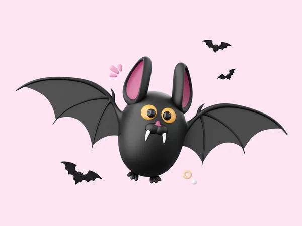 Pipistrello Carino Halloween Elementi Tema Illustrazione — Foto Stock