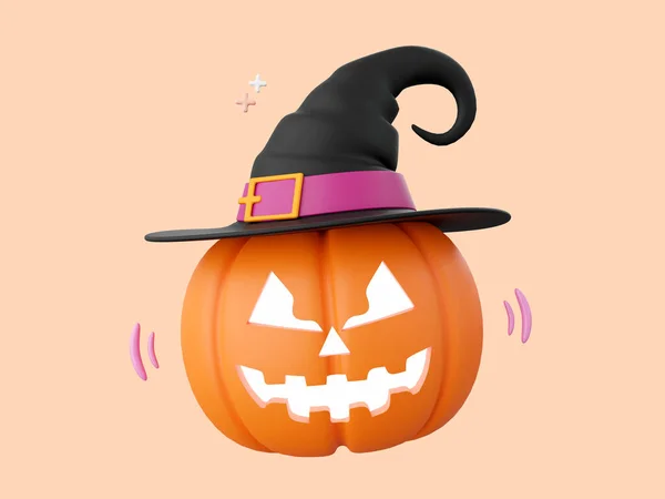 Tök Jack Lámpás Boszorkány Kalap Halloween Téma Elemek Illusztráció — Stock Fotó