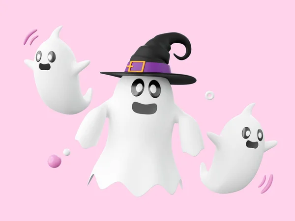 Roztomilý Duch Halloween Téma Prvky Ilustrace — Stock fotografie