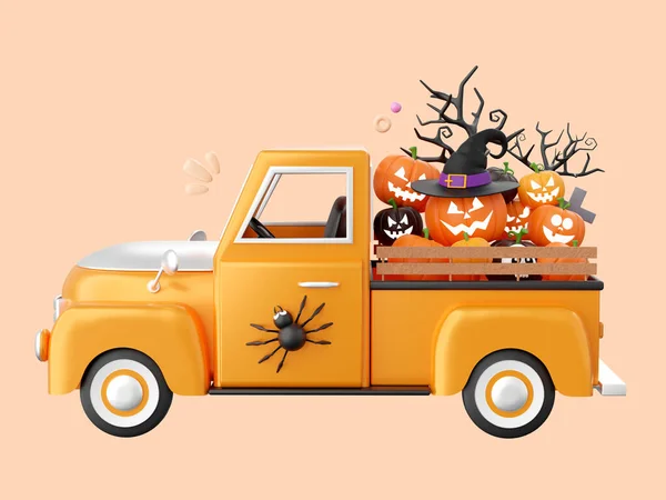 Halloween Truck Jack Lucerna Dýně Halloween Téma Prvky Ilustrace — Stock fotografie