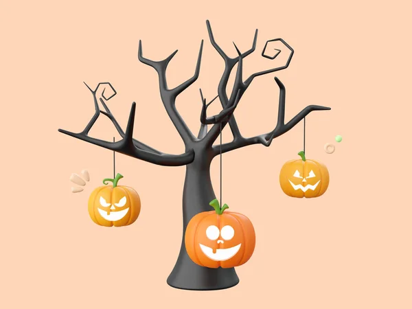 Pumpkin Jack Lantern Dead Tree 할로윈 Illustration — 스톡 사진