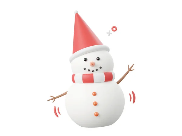 Blanco Muñeco Nieve Lindo Navidad Tema Elementos Ilustración —  Fotos de Stock