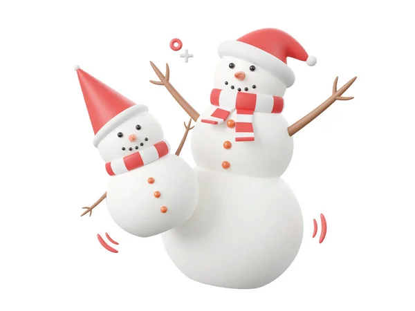 Blanco Muñeco Nieve Lindo Navidad Tema Elementos Ilustración —  Fotos de Stock