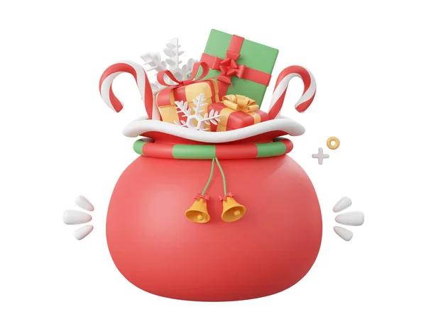 Bolso Regalos Navidad Elementos Temáticos Navidad Ilustración — Foto de Stock