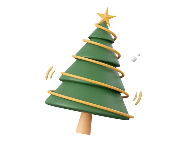 Christmas tree with decorations, Christmas theme elements 3d illustration