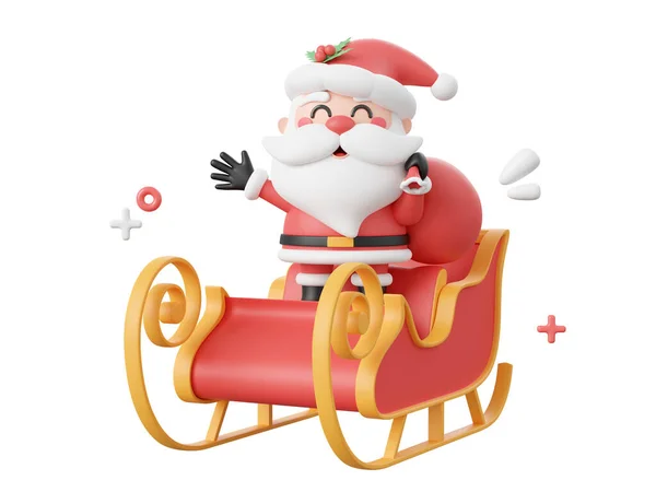 Santa Claus Med Släde Jul Tema Element Illustration — Stockfoto