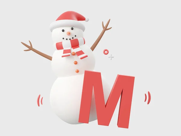 Muñeco Nieve Con Alfabeto Elementos Temáticos Navidad Ilustración —  Fotos de Stock
