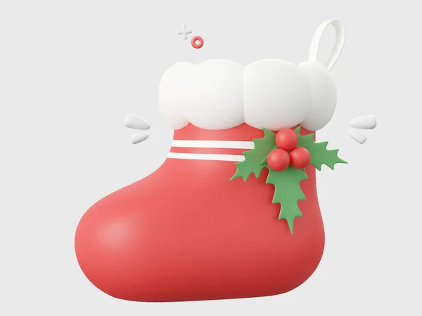 圣诞袜 圣诞主题元素3D插图 — 图库照片