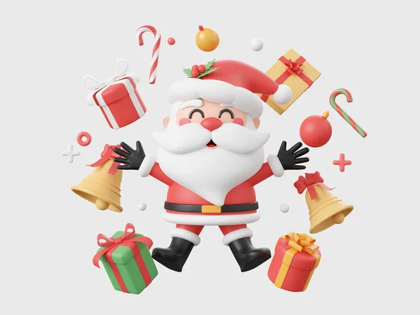 Święty Mikołaj Prezentem Świątecznym Dekoracje Elementy Tematyczne Bożego Narodzenia Ilustracja — Zdjęcie stockowe