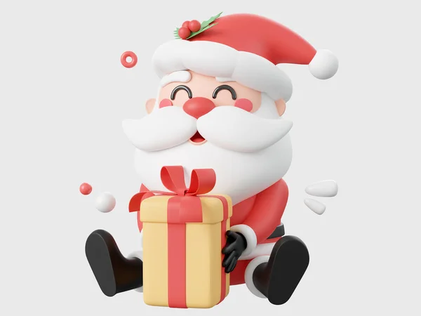 Санта Клаус Рождественским Подарком Элементы Рождественской Темы Иллюстрации — стоковое фото