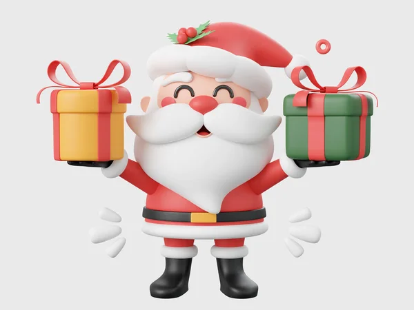 Santa Claus Drží Vánoční Dárky Vánoční Tématické Prvky Ilustrace — Stock fotografie