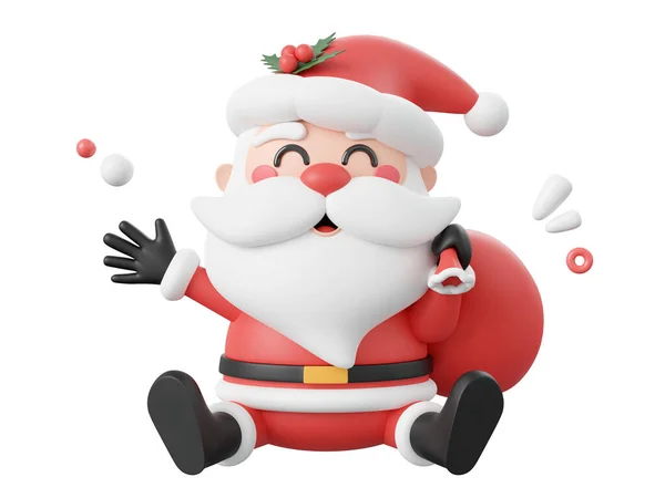 Santa Claus Celebración Bolsa Regalo Navidad Tema Elementos Ilustración —  Fotos de Stock