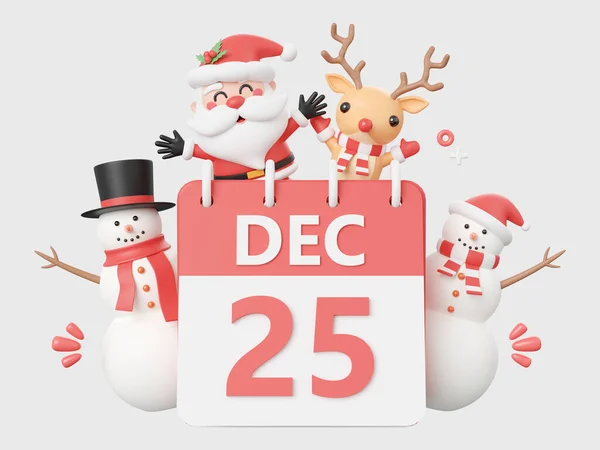 Święty Mikołaj Przyjaciel Kalendarzem Gru Elementy Tematyczne Bożego Narodzenia Ilustracja — Zdjęcie stockowe