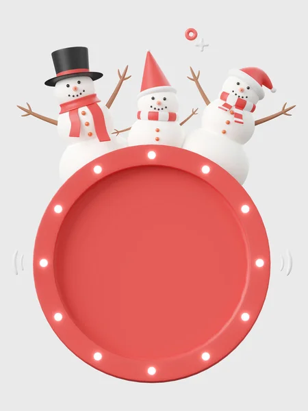 Rode Banner Met Sneeuwpop Kerst Thema Elementen Illustratie — Stockfoto