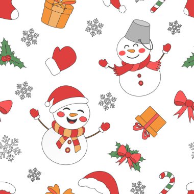 Noel temalı çizgiler karikatür desenleri kusursuz çizimler, mutlu Noeller..