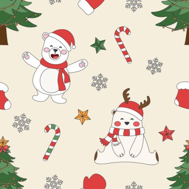 Noel temalı çizgiler karikatür desenleri kusursuz çizimler, mutlu Noeller..