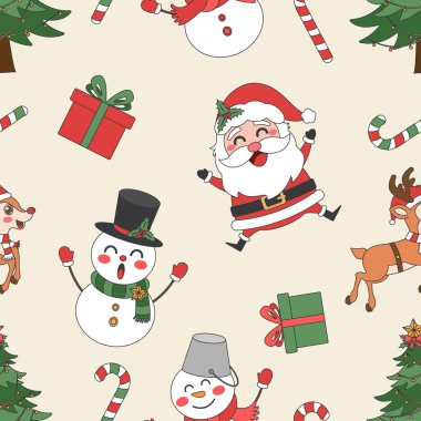 Noel temalı çizgiler karikatür desenleri kusursuz çizimler, mutlu Noeller..